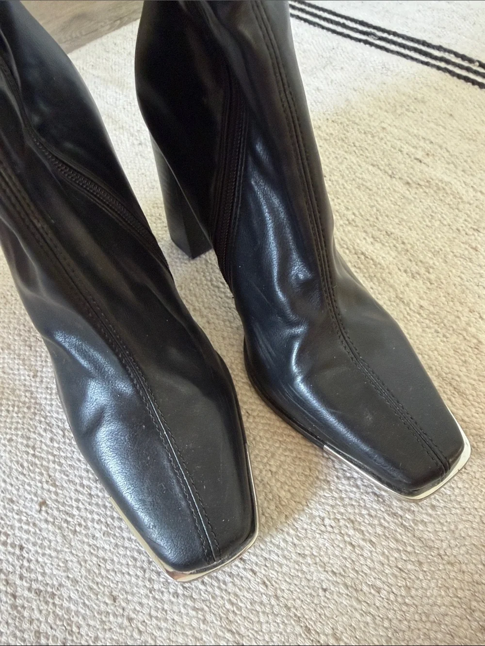 Steve Madden Black Over-the-Knee Square-Toe Block Heel Boots